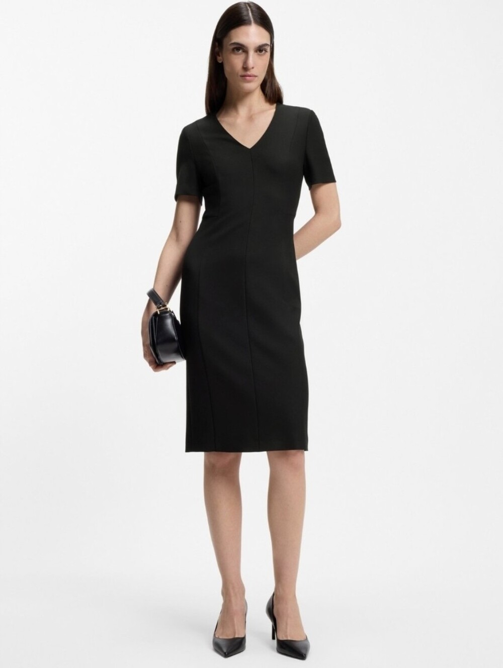 Hugo Boss Black V-Neck Short Sleeve Midi Dress